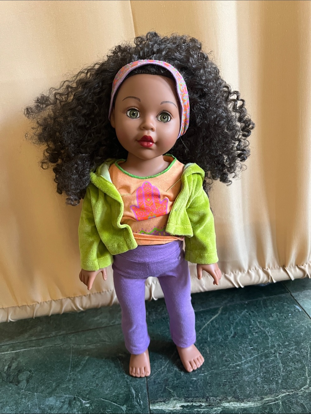 Green & Purple Doll Outfit with Orange Top for Kids